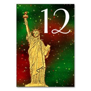 Numeração De Mesa Dourada Estátua da Liberdade NYC Skyline #2 Starr