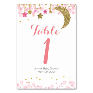 Numeração De Mesa Dourada estrela rosa Lua Moderna Número da Tabela