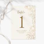 Numeração De Mesa Dourado 50º Aniversário<br><div class="desc">Surpresa botânica do ouro de marfim 50 anos de casamento número da mesa de comemoração. A design minimalista moderna apresenta sotaques botânicos e fontes de script de tipografia. Simples cartão floral perfeito para uma festa de na moda.</div>