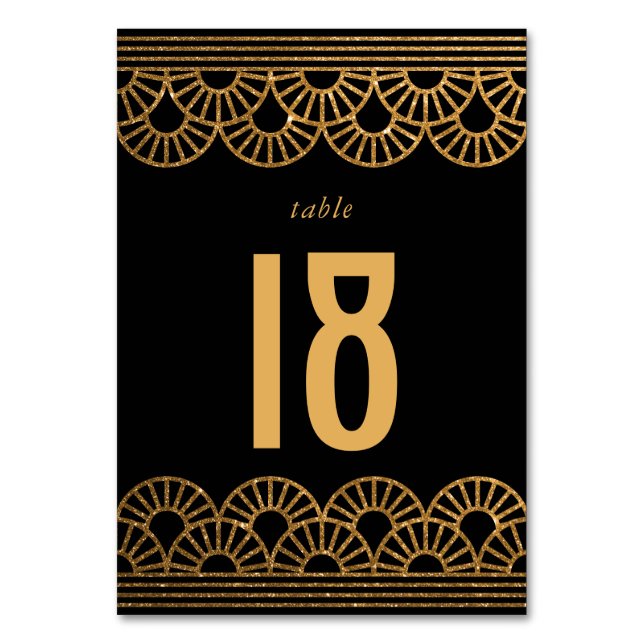 Numeração De Mesa Dourado Art Deco Gatsby Themed Table Number (Frente)