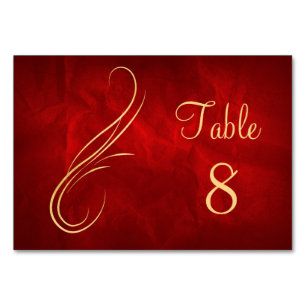 Numeração De Mesa Dourado Casamento Vermelho Brilhante
