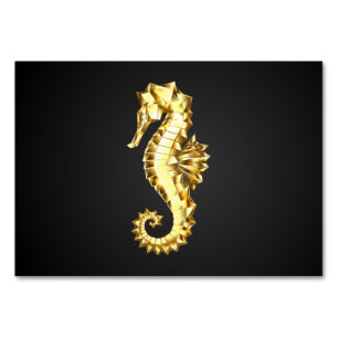 Numeração De Mesa Dourado Cavalo de Mar Poligonal