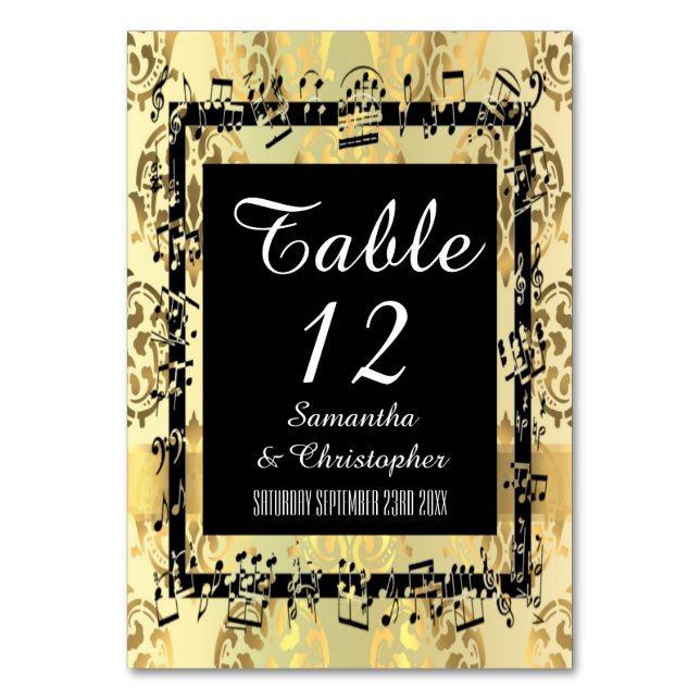 Numeração De Mesa Dourado damasco e preto (Frente)