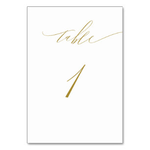 Numeração De Mesa Dourado E Minimalista Script Elegante Branco No 1