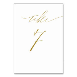 Numeração De Mesa Dourado Escrito Elegante mínimo branco n.o 7 Casam