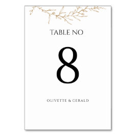 Numeração De Mesa Dourado Floral Moderno Botânico Mínimo