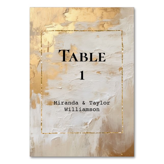 Numeração De Mesa Dourado Glam Cream Branco (Frente)