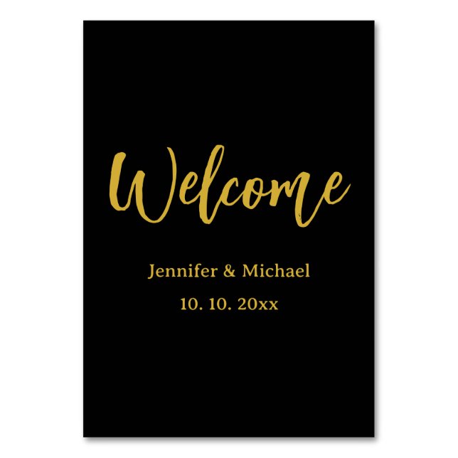 Numeração De Mesa Dourado Metálico & Preto Moderno Elegante Profissi (Frente)