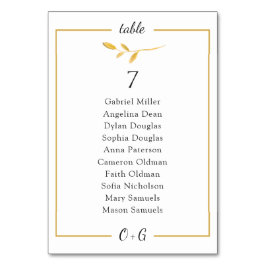 Numeração De Mesa Dourado ramo de leite. Gráfico de assentos Classy