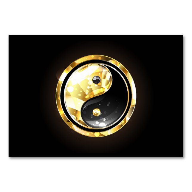 Numeração De Mesa Dourado Yin Yang a preto (Frente)