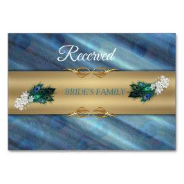 Numeração De Mesa DOURADOS pavões azuis-verdes no Emerald Green