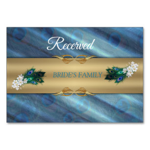 Numeração De Mesa DOURADOS pavões azuis-verdes no Emerald Green