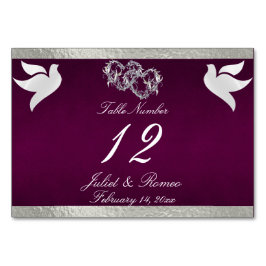 Numeração De Mesa Dovs & Heart - Número de Tabela Roxo/Prateado