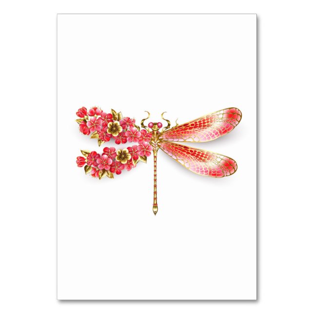 Numeração De Mesa Dragonfly com joalheria sakura (Frente)