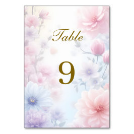 Numeração De Mesa Dreamy Pink Blue Watercolor Fantasy Floral Fine