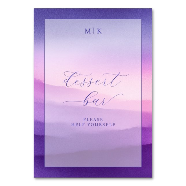 Numeração De Mesa Dreamy Purple Gradient Dessert Bar Sign (Frente)