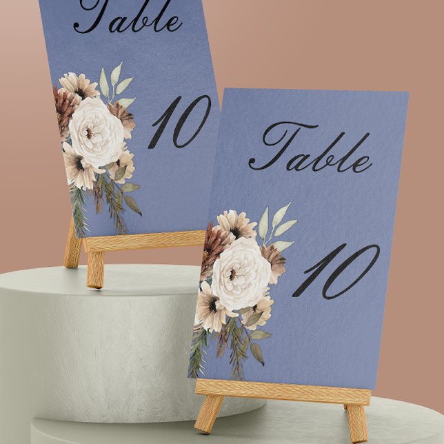 Numeração De Mesa Dusty Blue Boho Floral Wedding (Criador carregado)