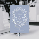 Numeração De Mesa Dusty Blue Elegant - Festa Floral Francesa<br><div class="desc">Clássico número da mesa azul floral vitoriana francesa vitoriana. Para uma personalização mais avançada deste design,  clique no BOTÃO DE FERRAMENTAS DESIGN acima!</div>