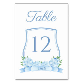 Numeração De Mesa Dusty Blue Eterno Hydrangea Crest Casamento