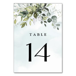 Numeração De Mesa Dusty Blue Eucalyptus Greenery Casamento Suculento