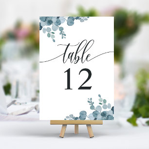 Numeração De Mesa Dusty Blue Eucalyptus Greenery Wedding