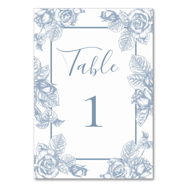 Numeração De Mesa Dusty Blue Floral (Frente)