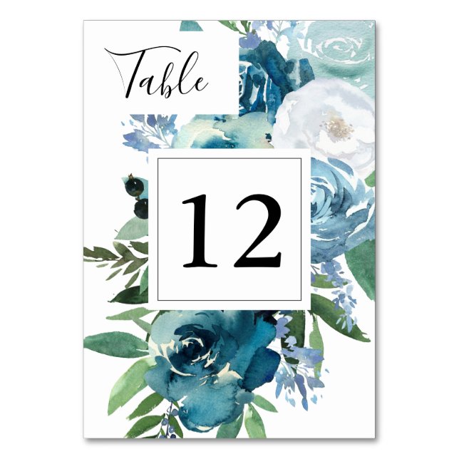 Numeração De Mesa Dusty Blue Floral 2 VS 2 (Frente)