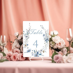 Numeração De Mesa Dusty Blue Floral Algo azul casamento