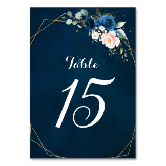 Numeração De Mesa Dusty Blue Marinho Champagne Ivory Floral Cabeça