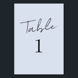 Numeração De Mesa Dusty Blue Script Wedding<br><div class="desc">Número da Tabela de Casamento. Fundo azul empoeirado. Script.</div>