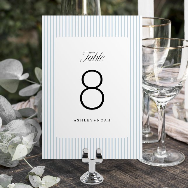 Numeração De Mesa Dusty Blue Striped Elegance Classy Wedding (Dusty Blue Striped Elegance Classy Wedding Table Number)