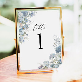 Numeração De Mesa Dusty Blue Watercolor Floral Table Number