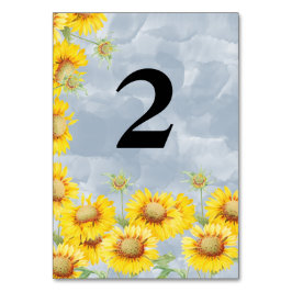Numeração De Mesa Dusty Blue Watercolor Girassóis Girassóis Monogram