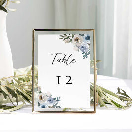 Numeração De Mesa Dusty Blue Wedding Floral Elegante Simples