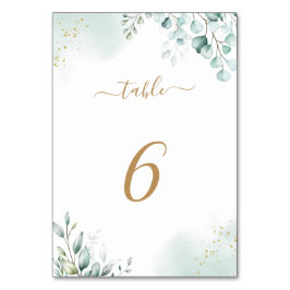 Numeração De Mesa Dusty Dourado Eucalyptus Deixa Casamento Verde