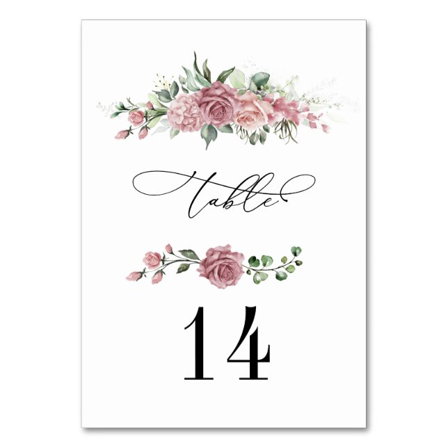 Numeração De Mesa Dusty Pink Floral Wedding   (Frente)