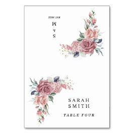 Numeração De Mesa Dusty Pink Floral Wedding Place Cards