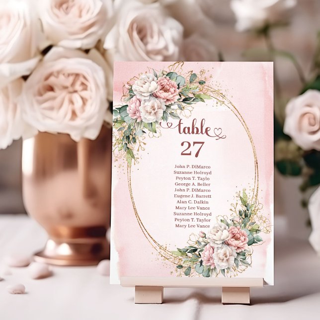 Numeração De Mesa Dusty Pink Floral Wedding Table Number Art (Dusty Pink Floral Wedding Table Number Art)