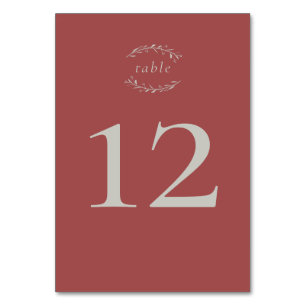 Numeração De Mesa Dusty Red Leaves e Berries Número da Mesa Casada