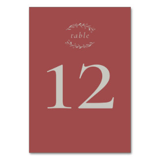 Numeração De Mesa Dusty Red Leaves e Berries Número da Mesa Casada