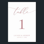 Numeração De Mesa Dusty Rosa Minimalist Wedding | Mesa personalizada<br><div class="desc">(**NOTA: Para solicitar,  basta ajustar o número da tabela (e o nome/data) e adicionar cada número ao carrinho separadamente. Em seguida,  faça check-out assim que terminar.) Belo,  elegante,  moderno e minimalista,  cartão de número de mesa. Totalmente personalizável com seus nomes (ou Nome do Evento) e Data.</div>