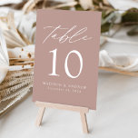 Numeração De Mesa Dusty Rosa Modern Elegance Wedding<br><div class="desc">Trendy, cartões minimalistas de números das mesas de casamento com cartas brancas modernas com "Mesa" em um roteiro de caligrafia moderno. O design apresenta um fundo rosa ou cor empoeirado da sua escolha. O design repete atrás. Para solicitar os cartões de mesa: adicione seu nome, data do casamento e número...</div>