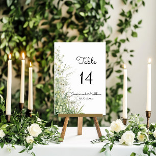 Numeração De Mesa Dusty Sage Green Flowers Número da Mesa de Casamen