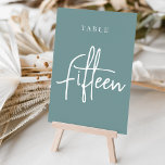 Numeração De Mesa Dusty Teal Hand Scripted Mesa 51<br><div class="desc">Cartões simples e chic em aqua empoeirado e branco fazem uma declaração elegante no seu casamento ou evento. Design apresenta "mesa [number]" em uma combinação de olhares de serif clássica e de caracteres de script manuscritos. Design repete-se de ambos os lados. Cartões numerados individualmente vendidos separadamente; solicite cada número de...</div>