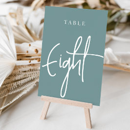 Numeração De Mesa Dusty Teal Hand Scripting Mesa OITO