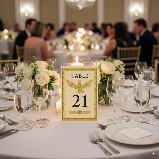 Numeração De Mesa Egípcio Winged Sun & Ankh - Editável (Criador carregado)