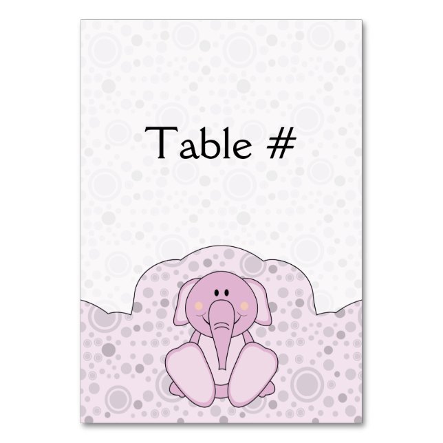 Numeração De Mesa Elefante Rosa Cutelyn Baby (Frente)