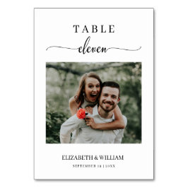 Numeração De Mesa Elegance Script Photo Wedding Table Number Eleven