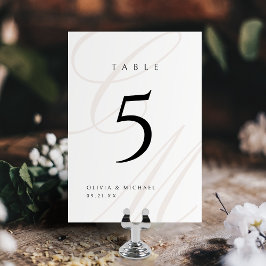 Numeração De Mesa Elegância Clássica Caligrafia Monograma Casamento