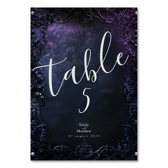 Numeração De Mesa Elegância Gótica de Meia-Noite Escura (Frente)